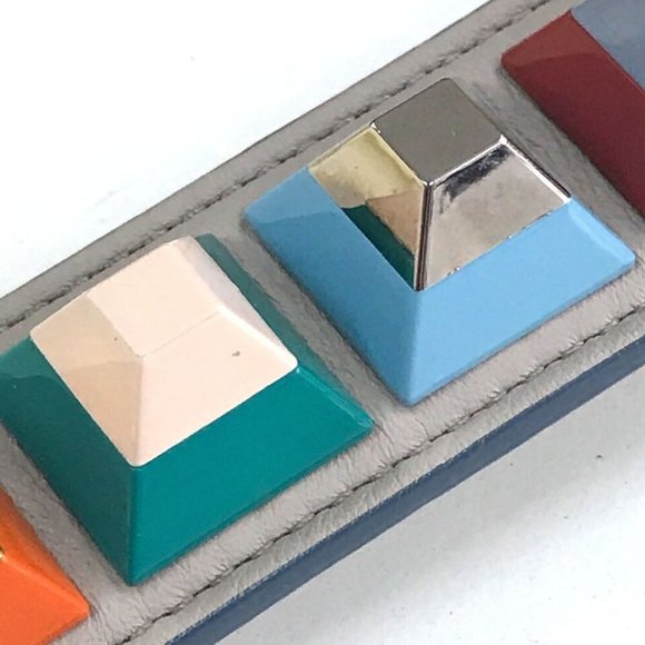 FENDI Strap you Studs Shoulder strap Leather Multicolore - Picture 6 of 16